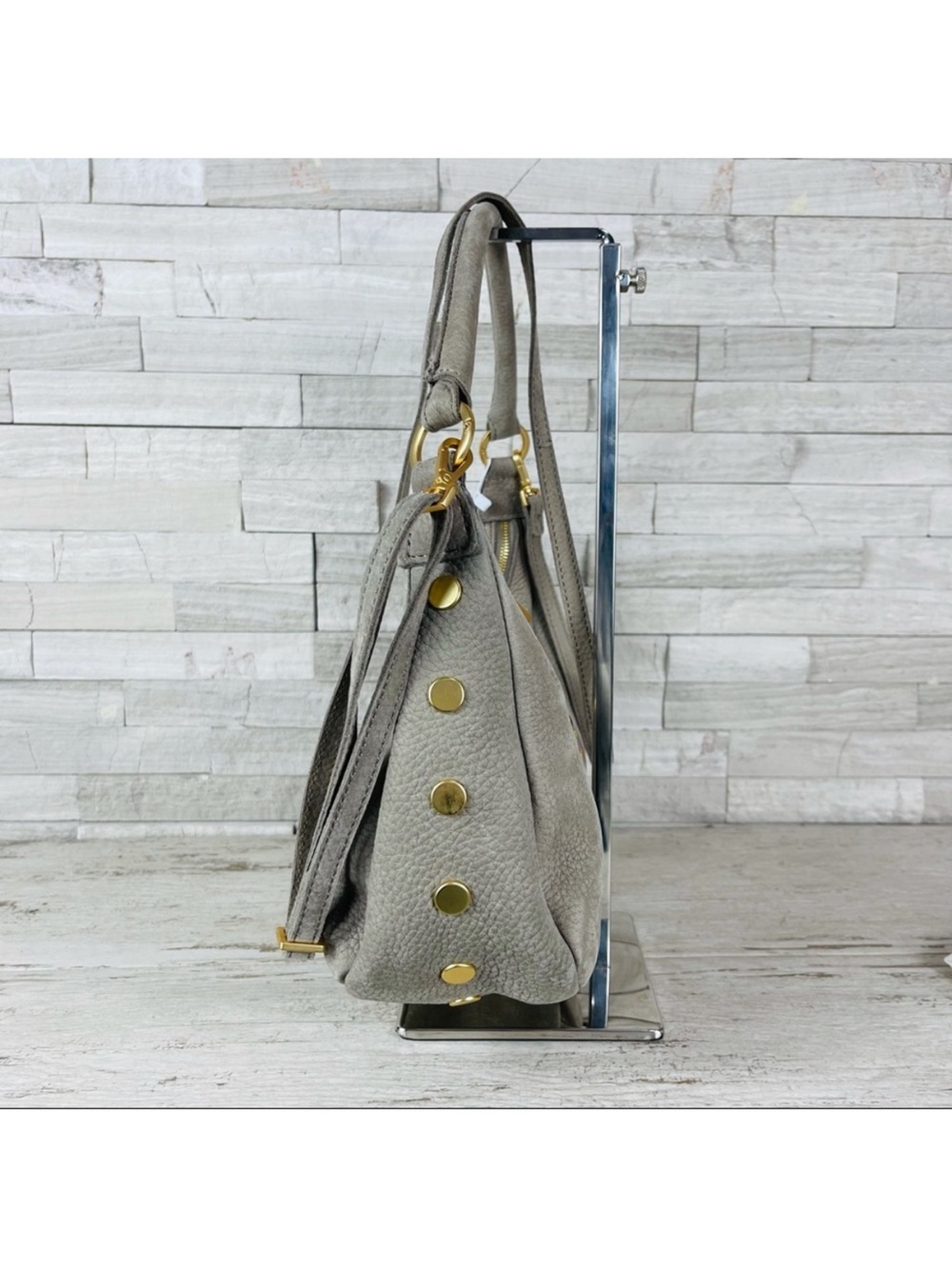 Hammett medium Becker handbag Pebbled Leather Hobo Bag with brushed gold - Picture 3 of 9